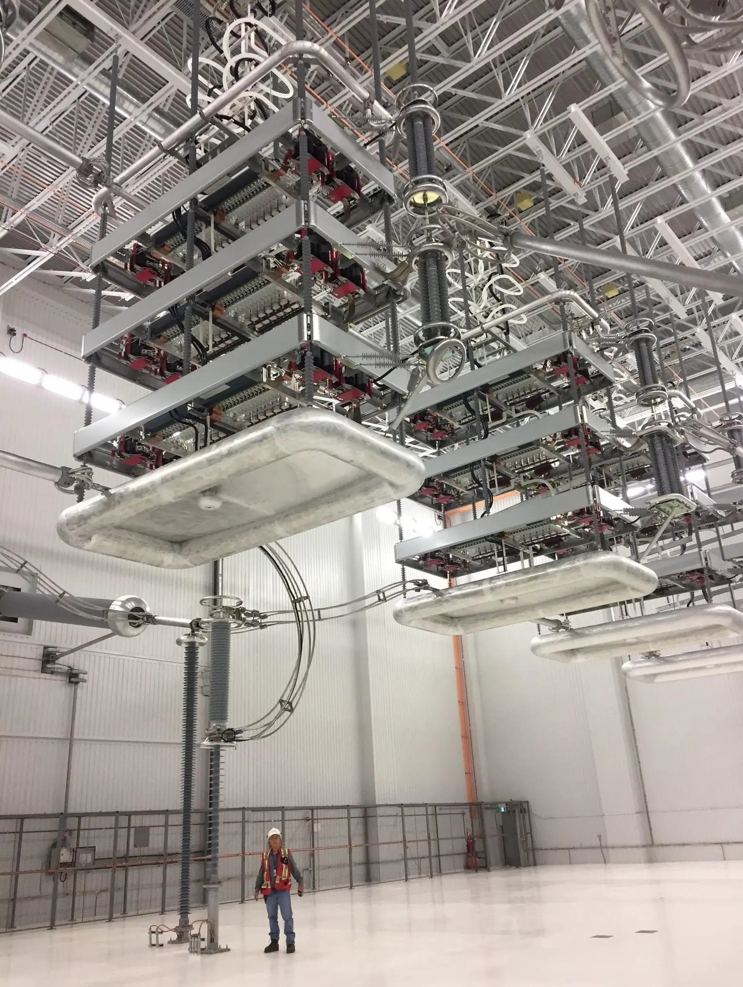 High-voltage power equipment installation.